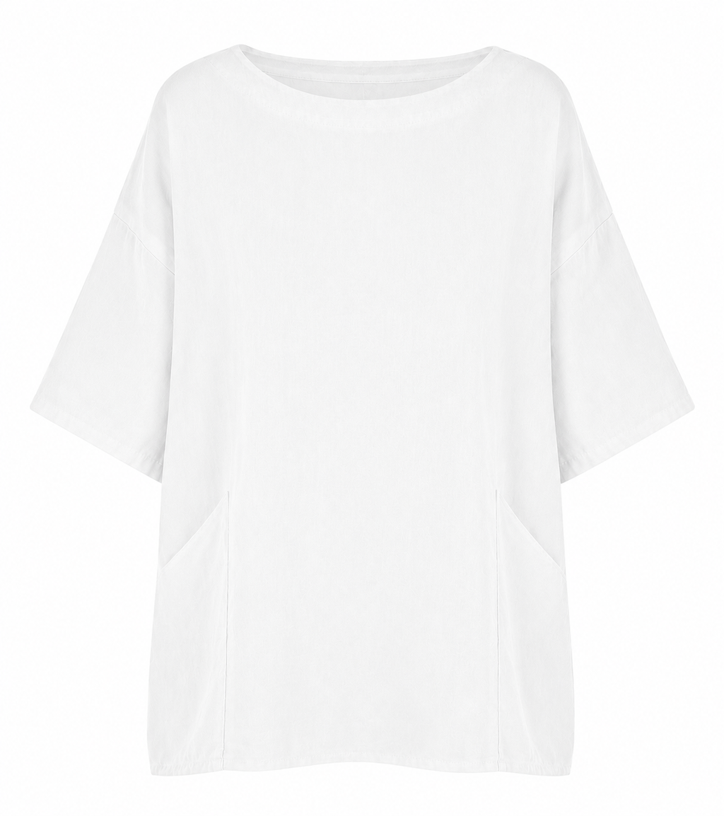 EDIE 2 POCKET LINEN TOP