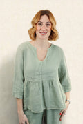 ELODIE LINEN PEPLUM TOP