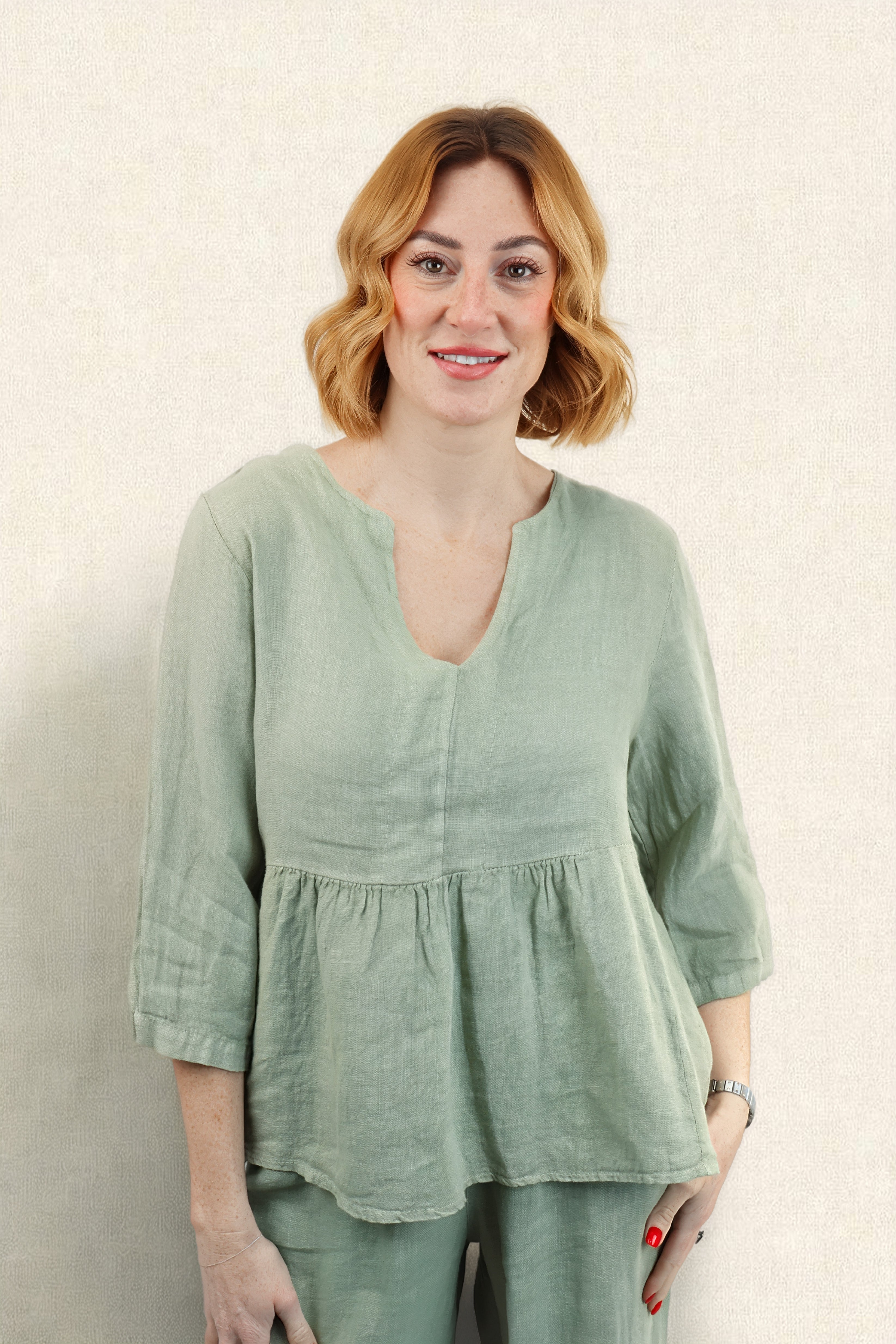 ELODIE LINEN PEPLUM TOP