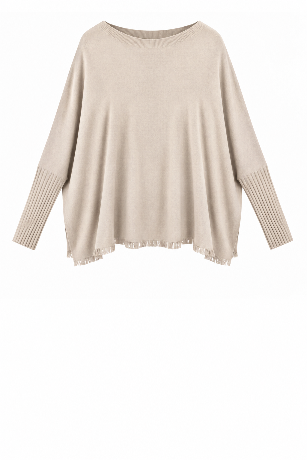 FRINGE ROUND NECK KNIT JUMPER