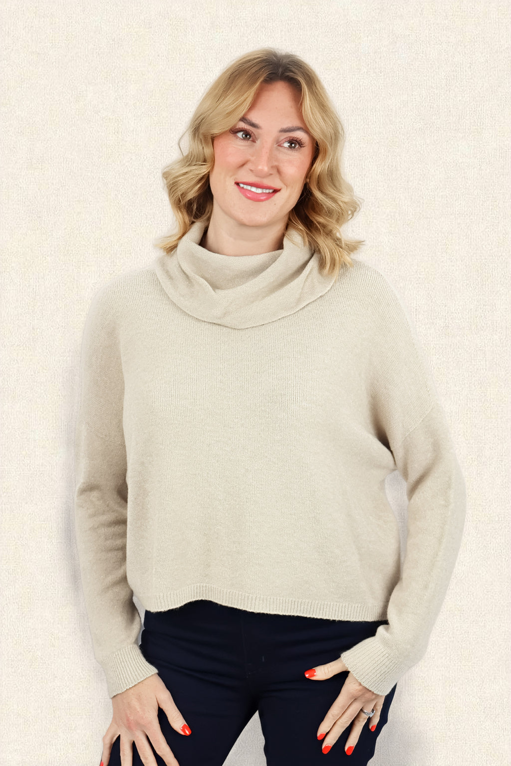 JANNIE SUPERSOFT COWL BOXY KNIT