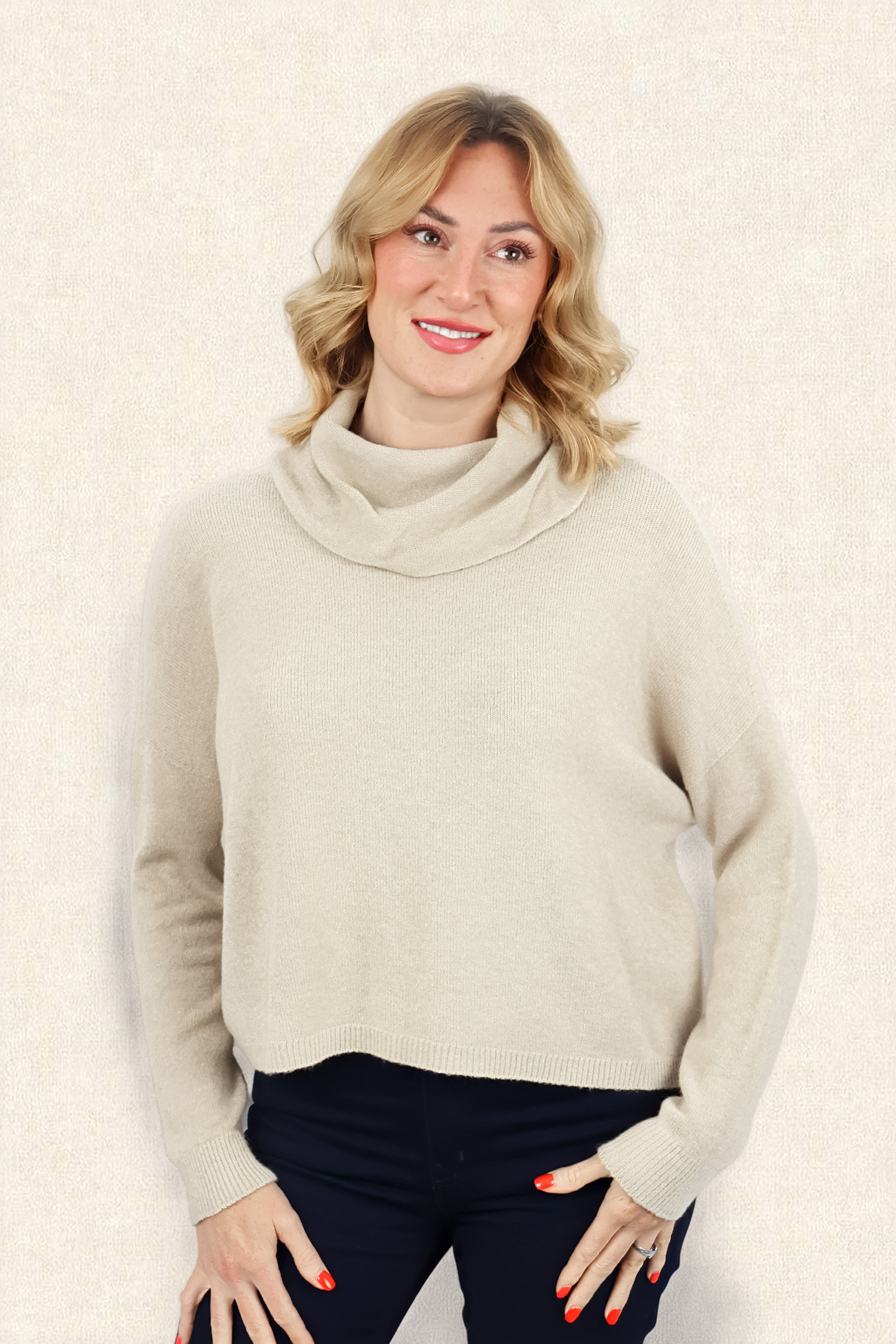 JANNIE SUPERSOFT COWL BOXY KNIT