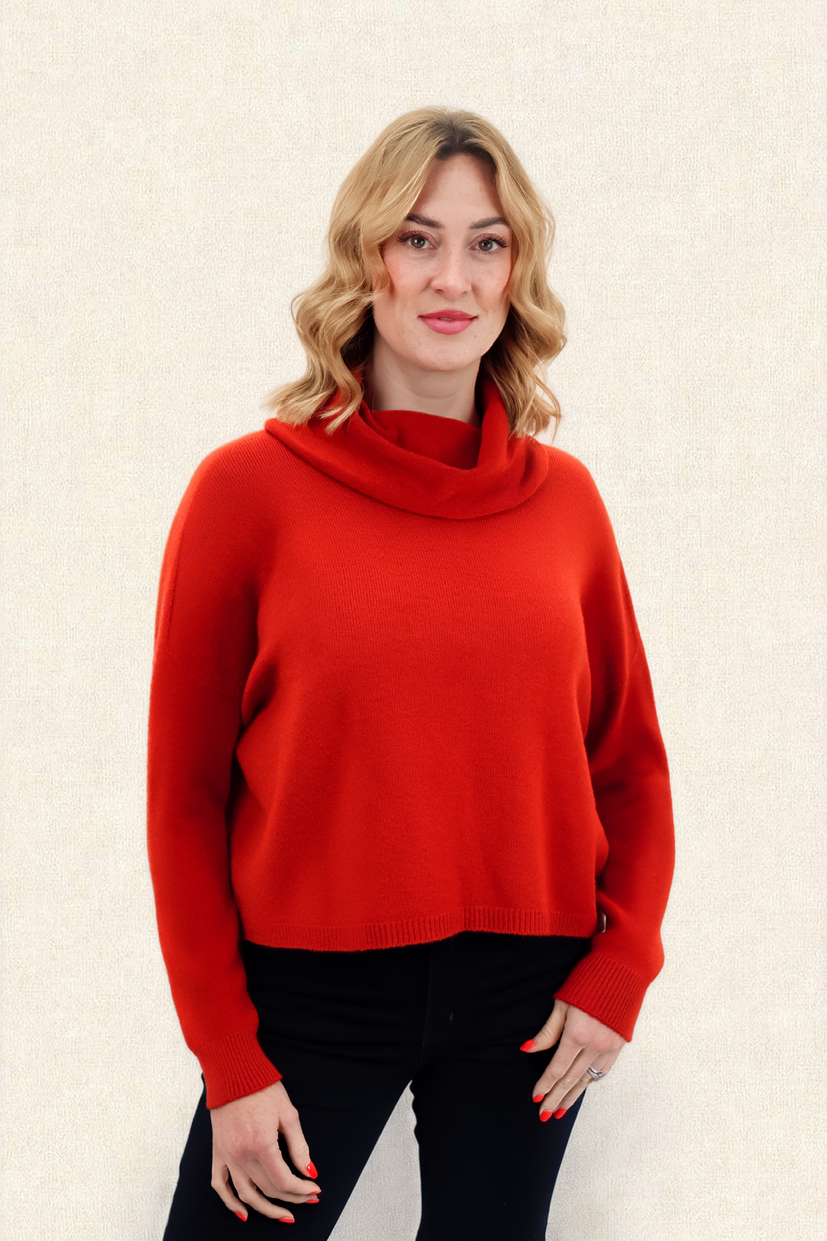 JANNIE SUPERSOFT COWL BOXY KNIT