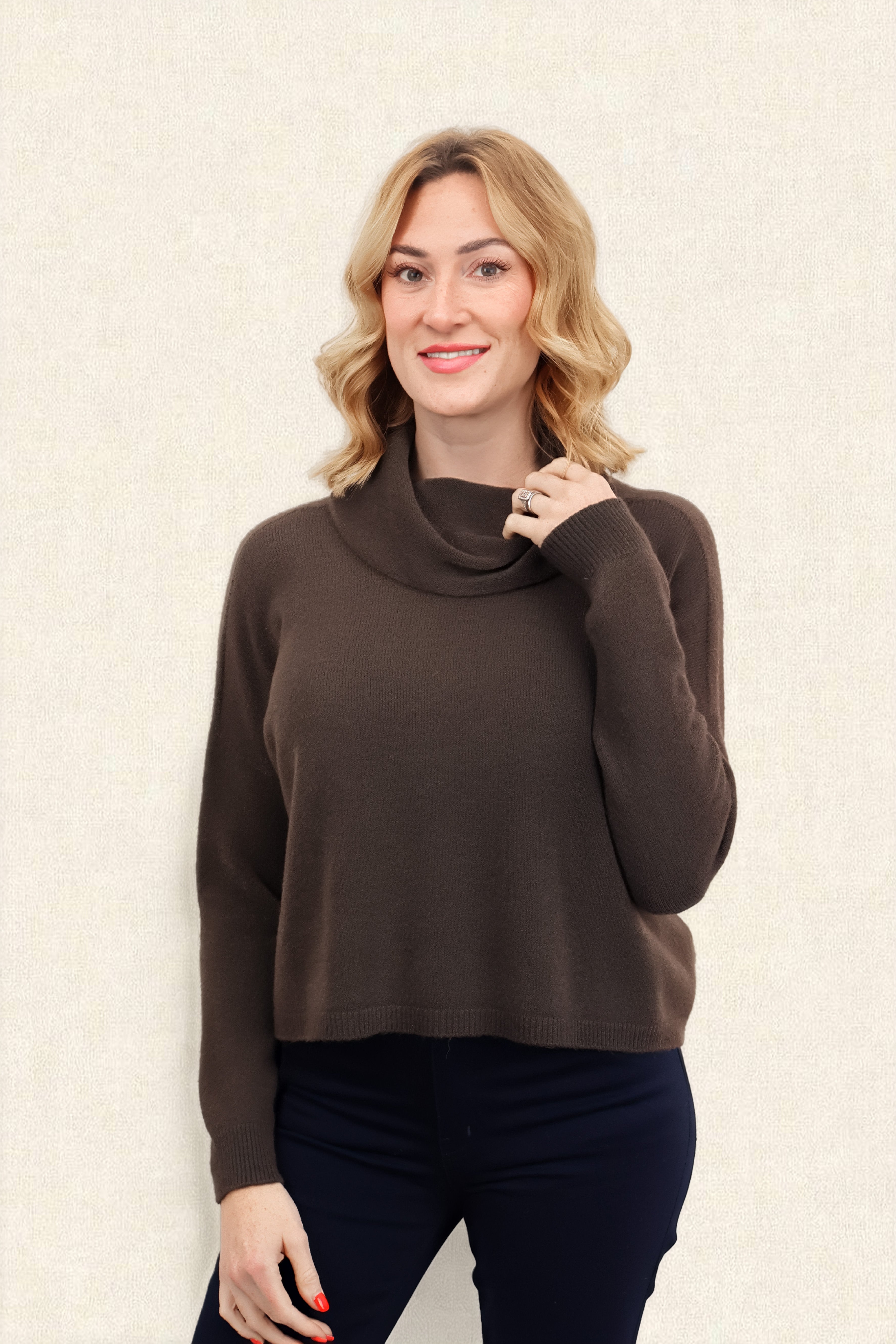 JANNIE SUPERSOFT COWL BOXY KNIT