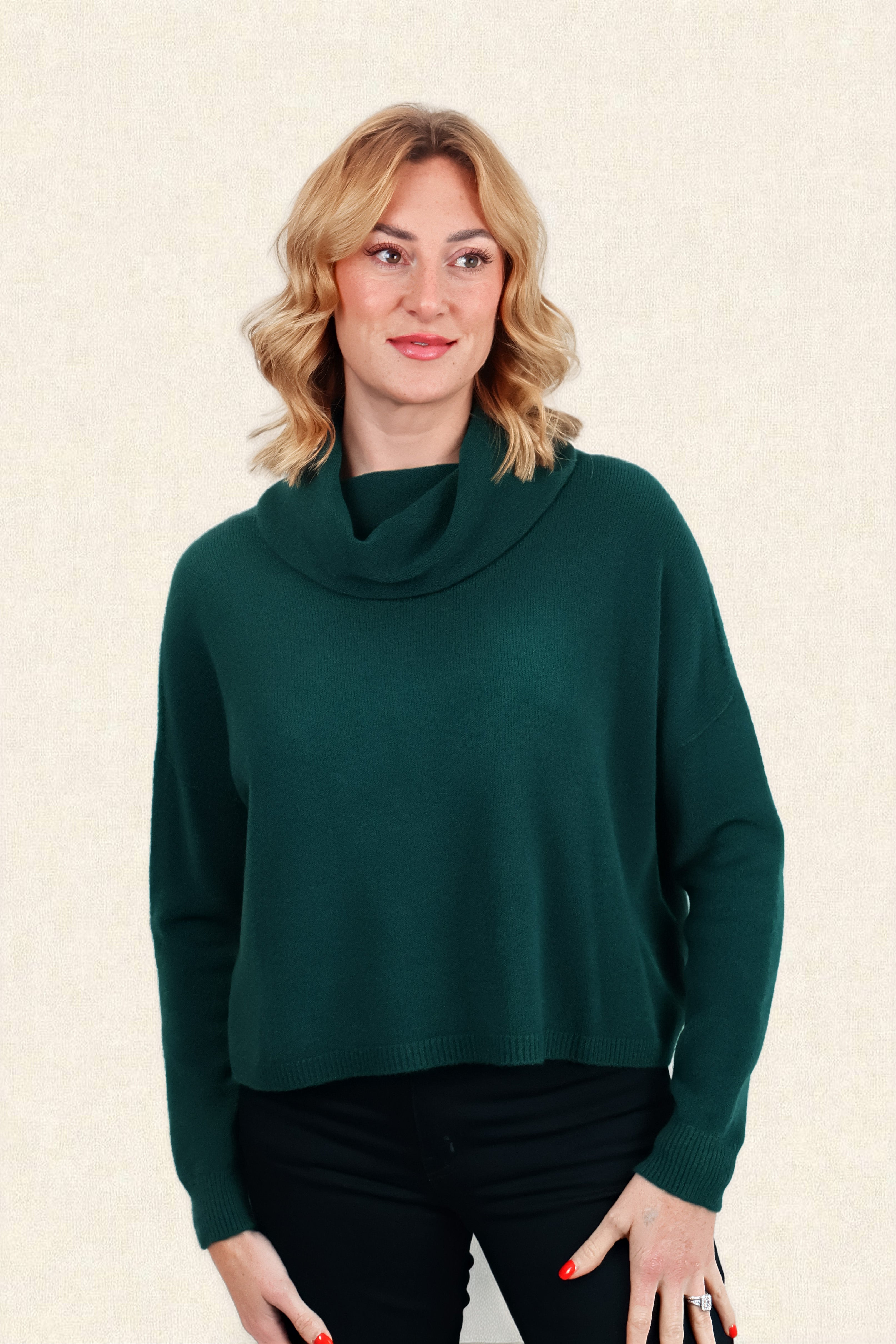 JANNIE SUPERSOFT COWL BOXY KNIT