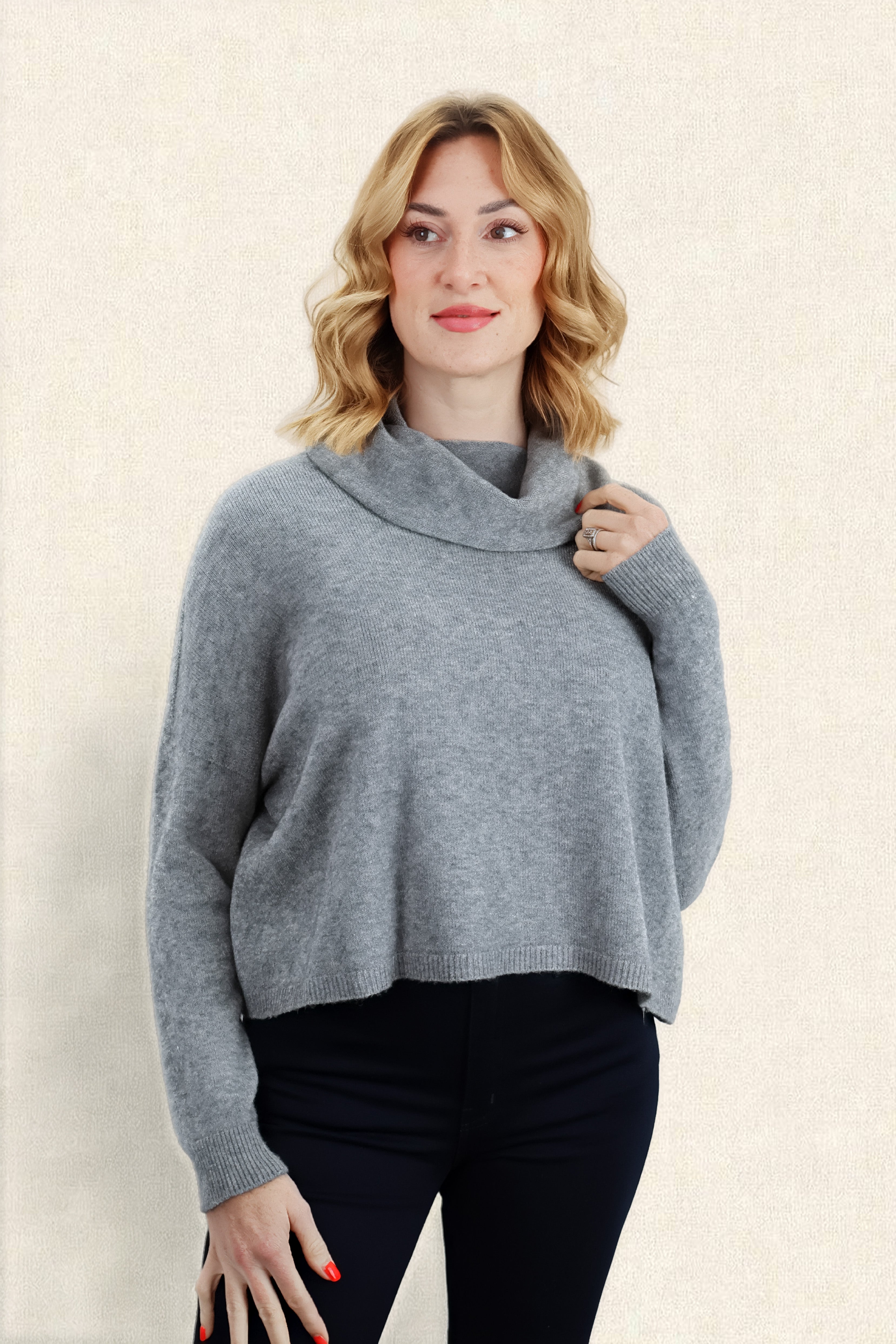 JANNIE SUPERSOFT COWL BOXY KNIT