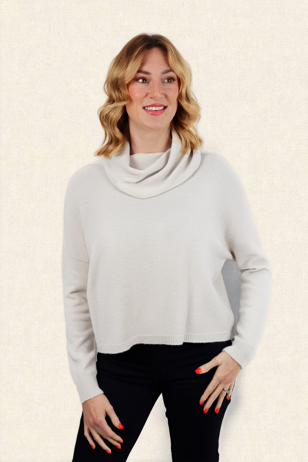 JANNIE SUPERSOFT COWL BOXY KNIT