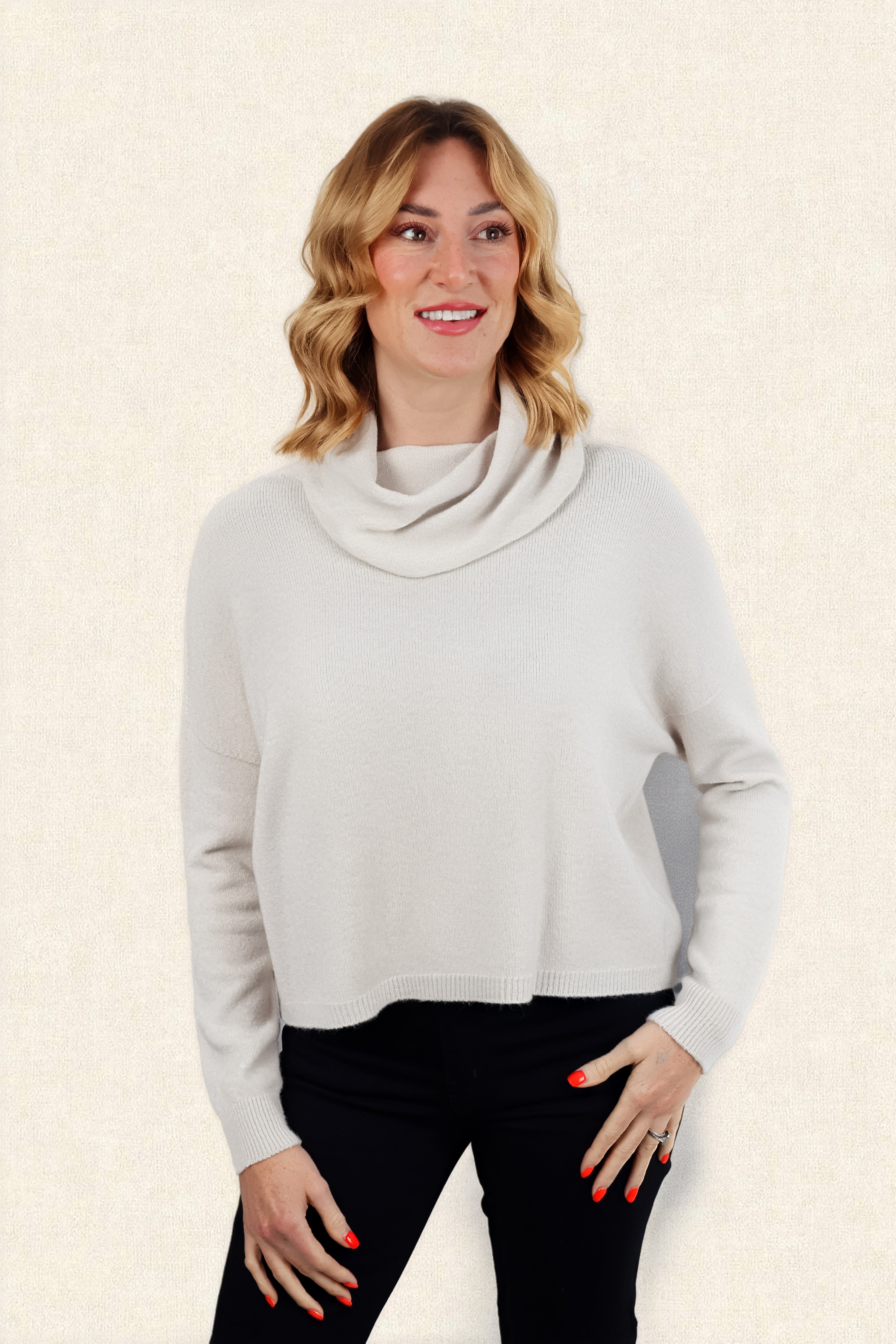 JANNIE SUPERSOFT COWL BOXY KNIT