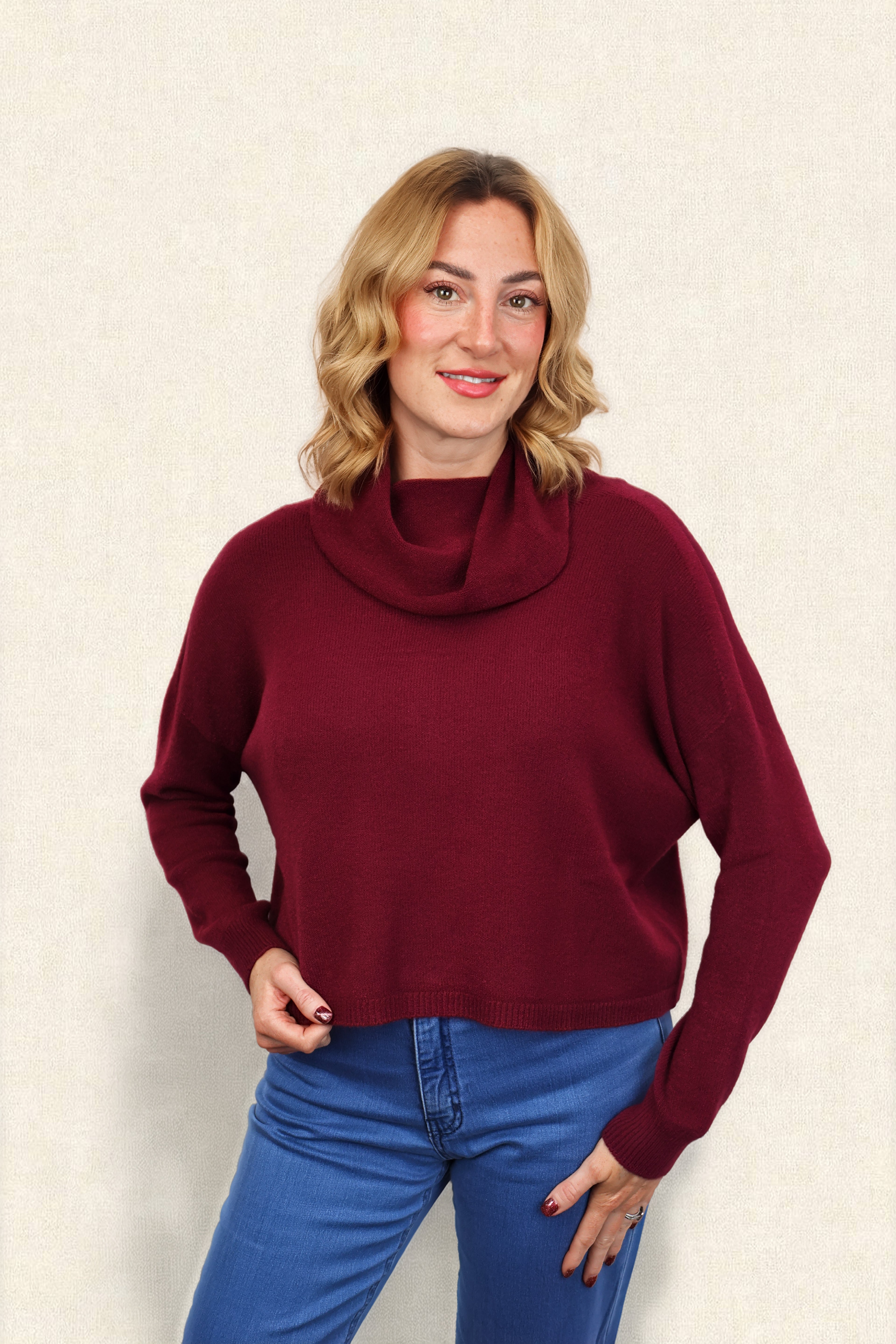 JANNIE SUPERSOFT COWL BOXY KNIT