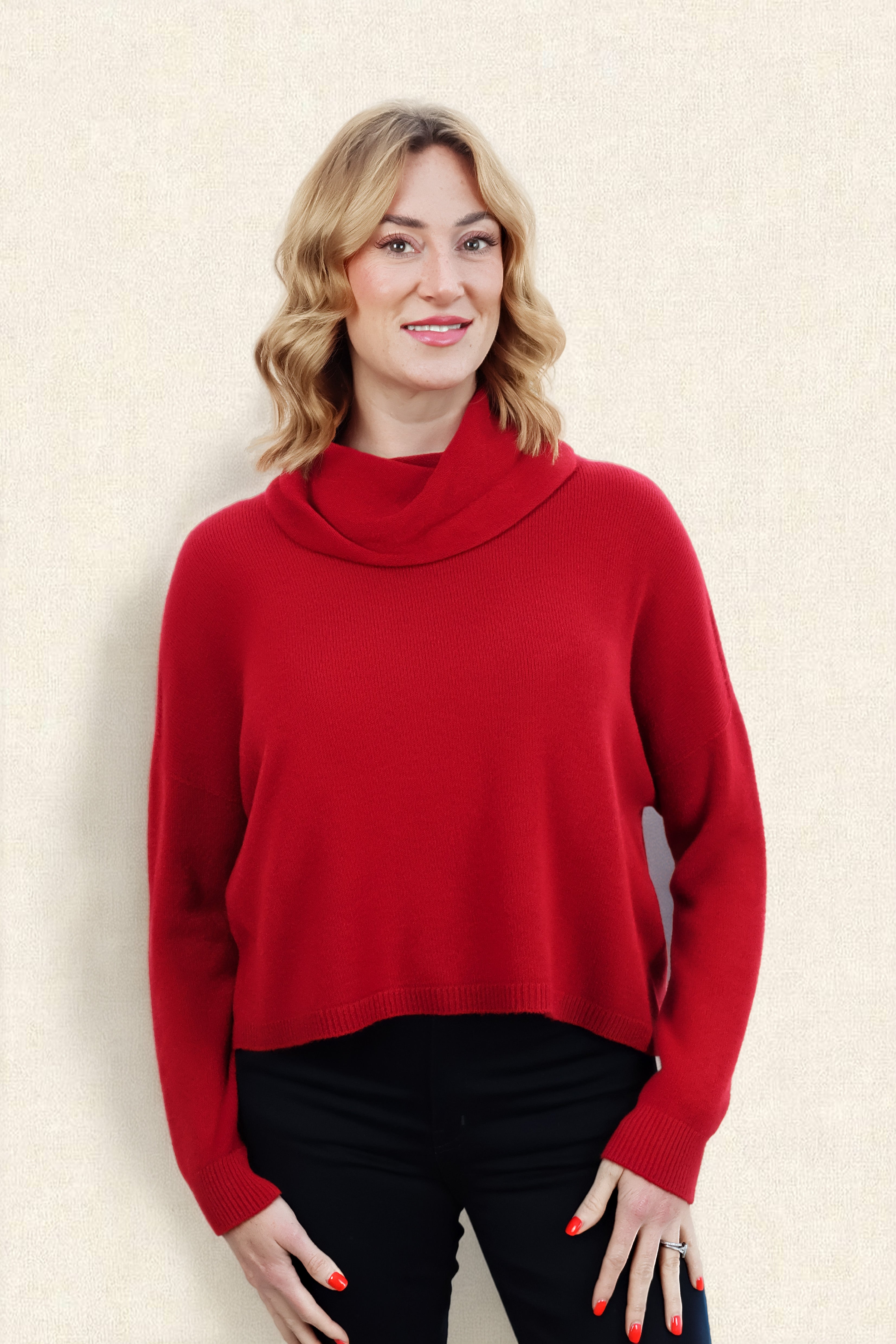 JANNIE SUPERSOFT COWL BOXY KNIT