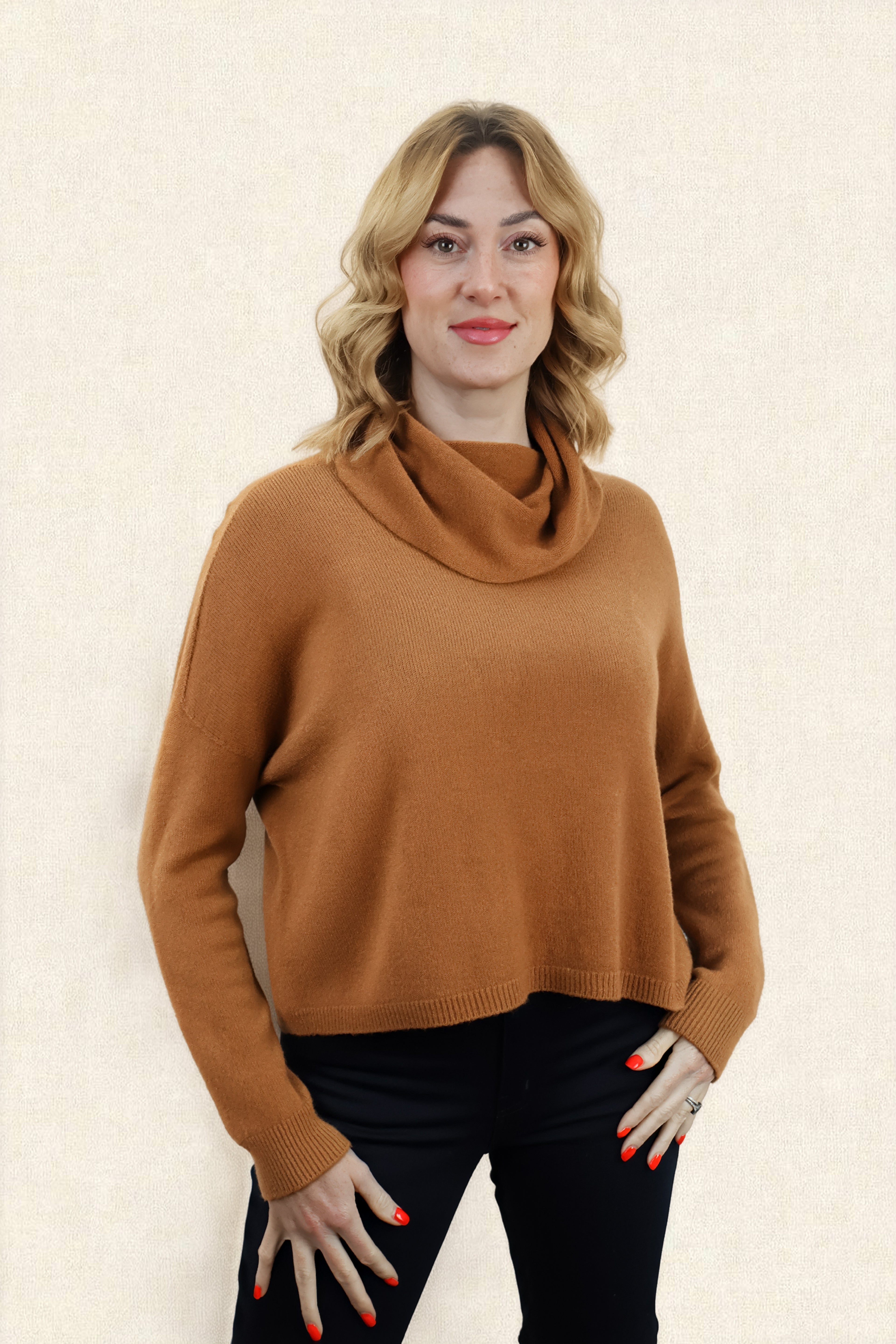 JANNIE SUPERSOFT COWL BOXY KNIT