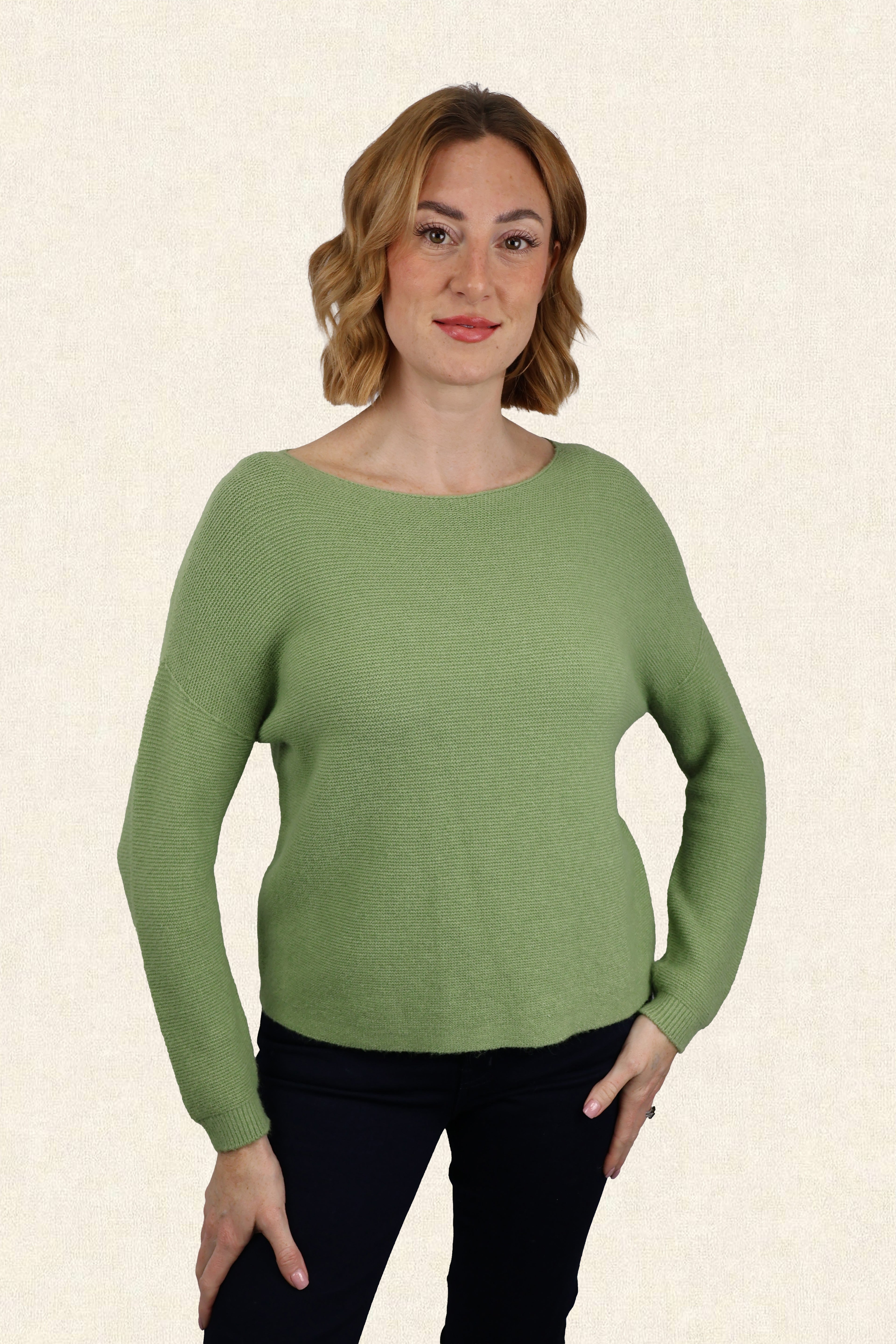 JENNA FINE RIB BOAT NECK KNIT