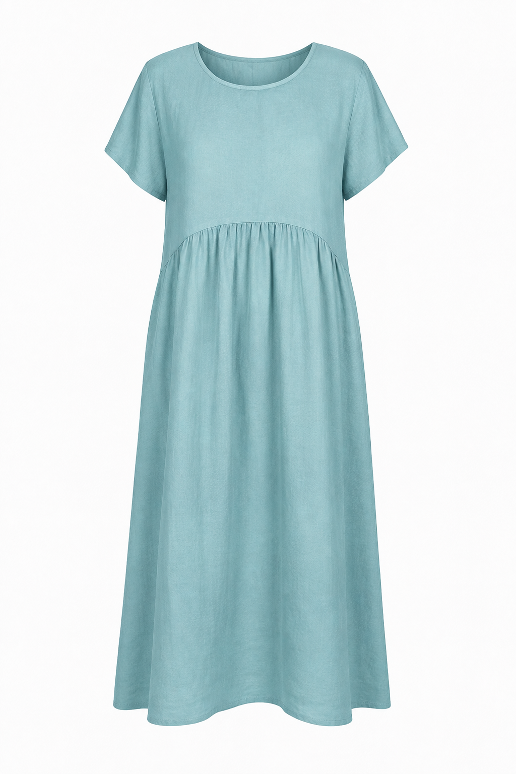 LEXIA LONG ROUND NECK LINEN DRESS