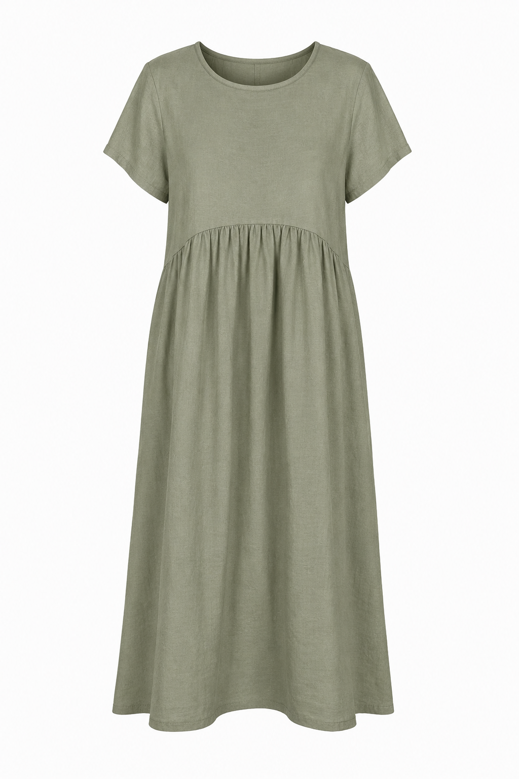 LEXIA LONG ROUND NECK LINEN DRESS