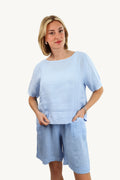 LUCIE SHORT SLEEVED LINEN TOP