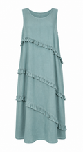 NINA LINEN FRILL MIDI DRESS