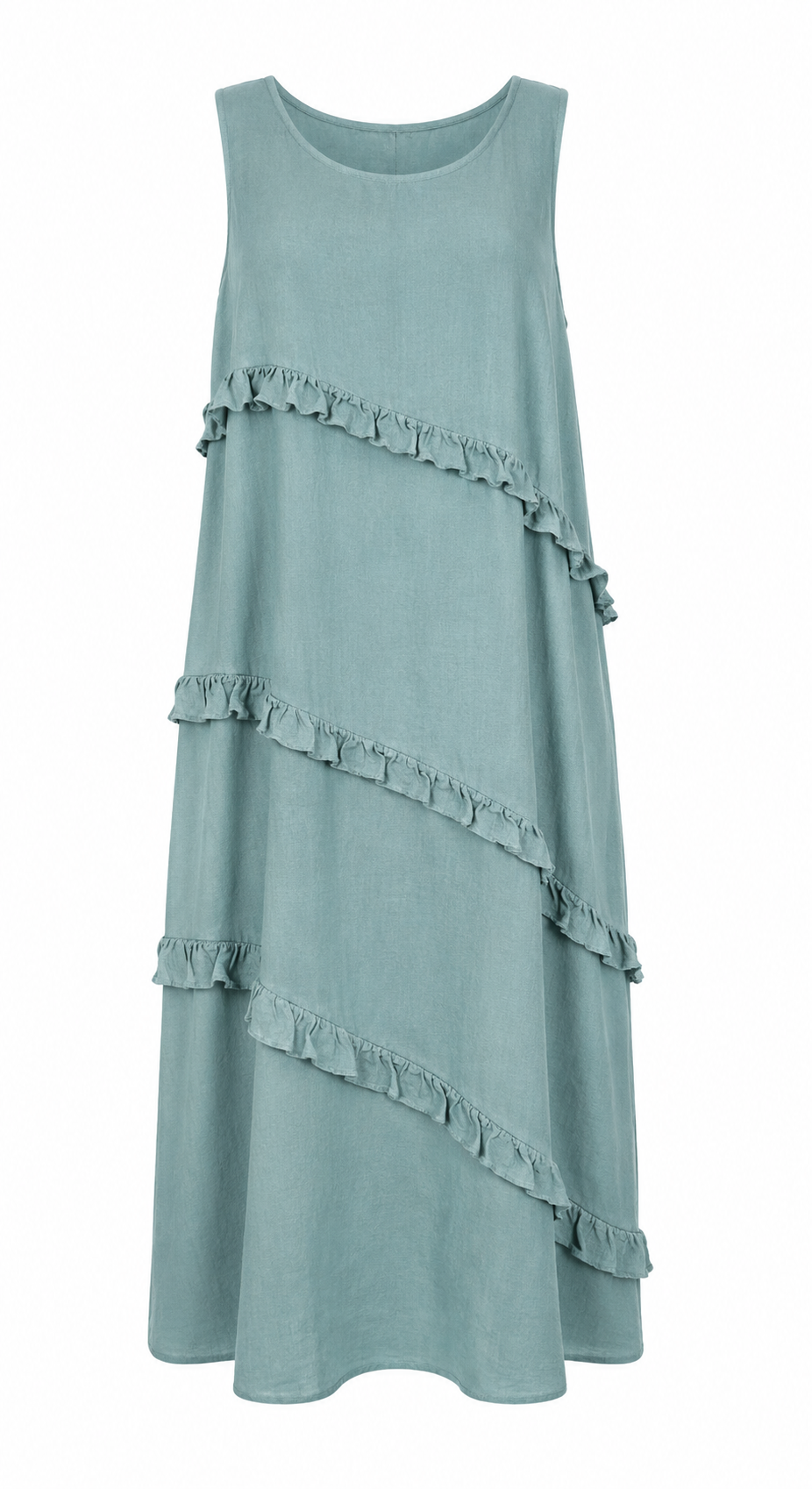 NINA LINEN FRILL MIDI DRESS