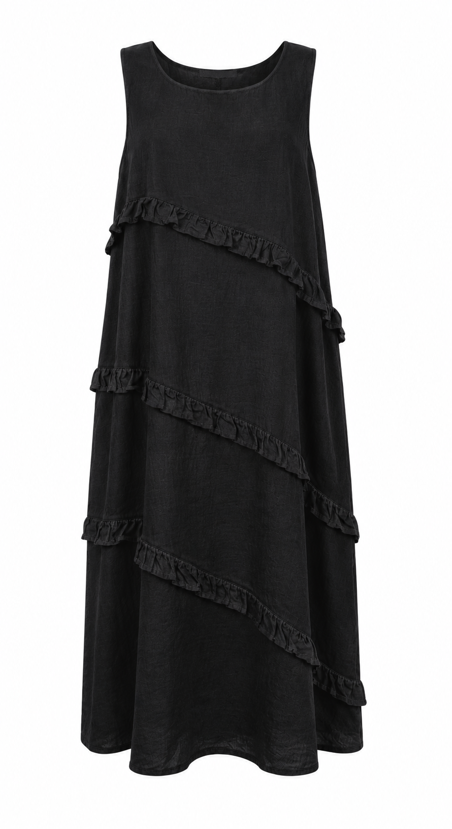 NINA LINEN FRILL MIDI DRESS