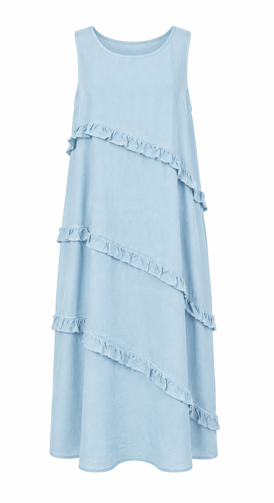 NINA LINEN FRILL MIDI DRESS