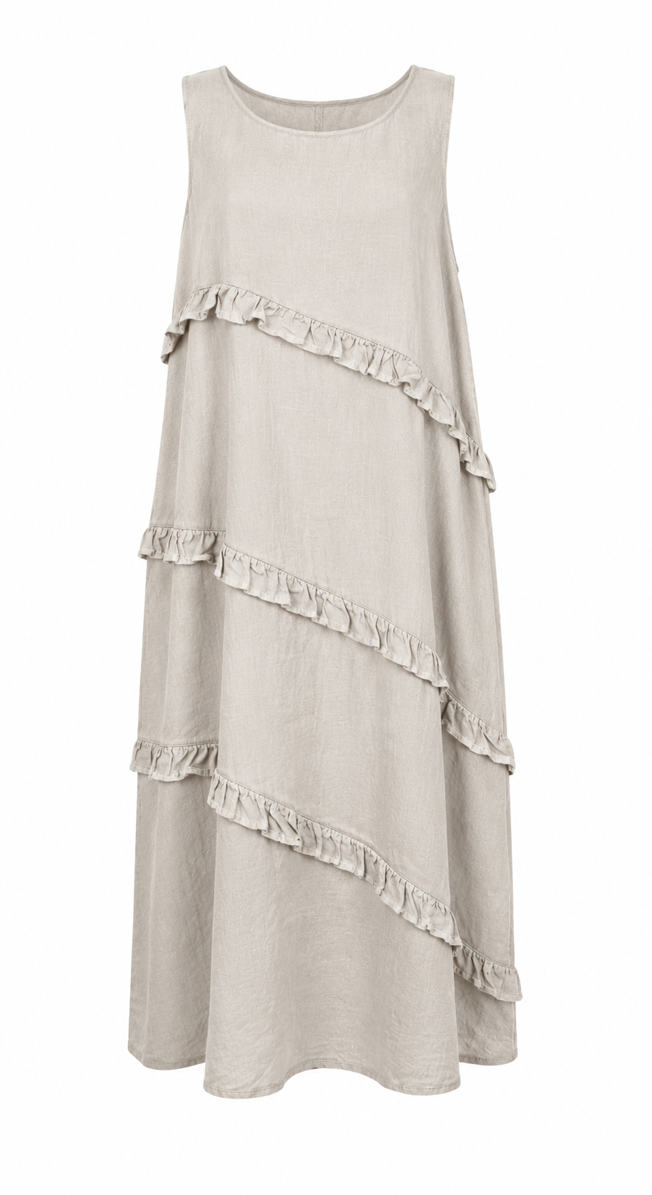 NINA LINEN FRILL MIDI DRESS