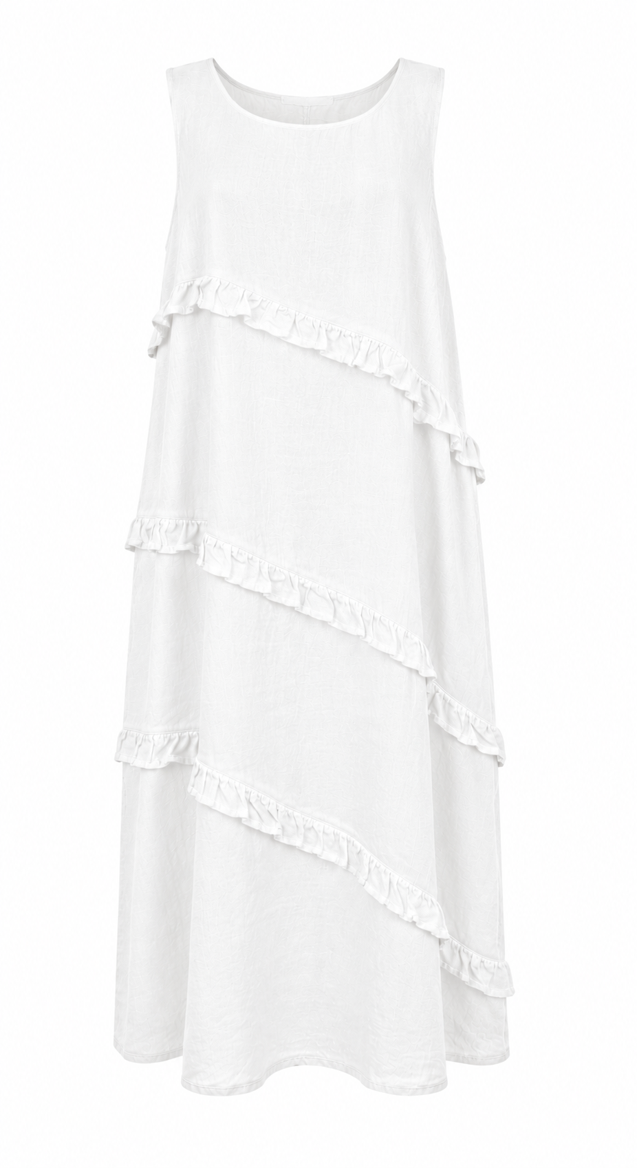 NINA LINEN FRILL MIDI DRESS