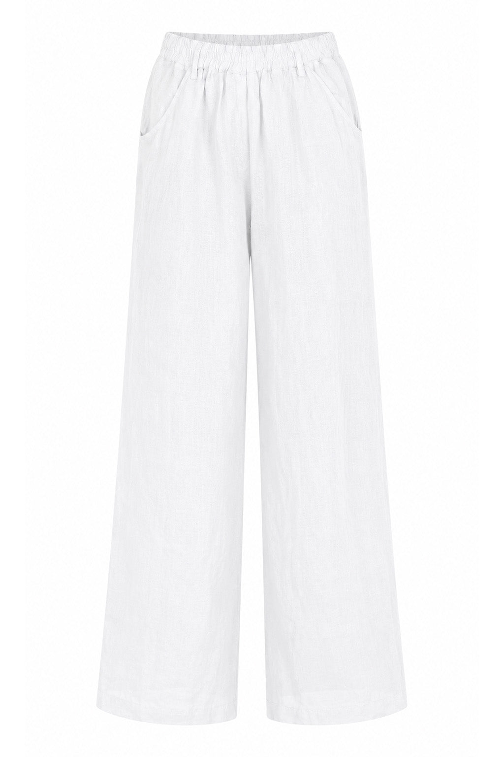 ODIE LONG WIDE LEG LINEN TROUSERS