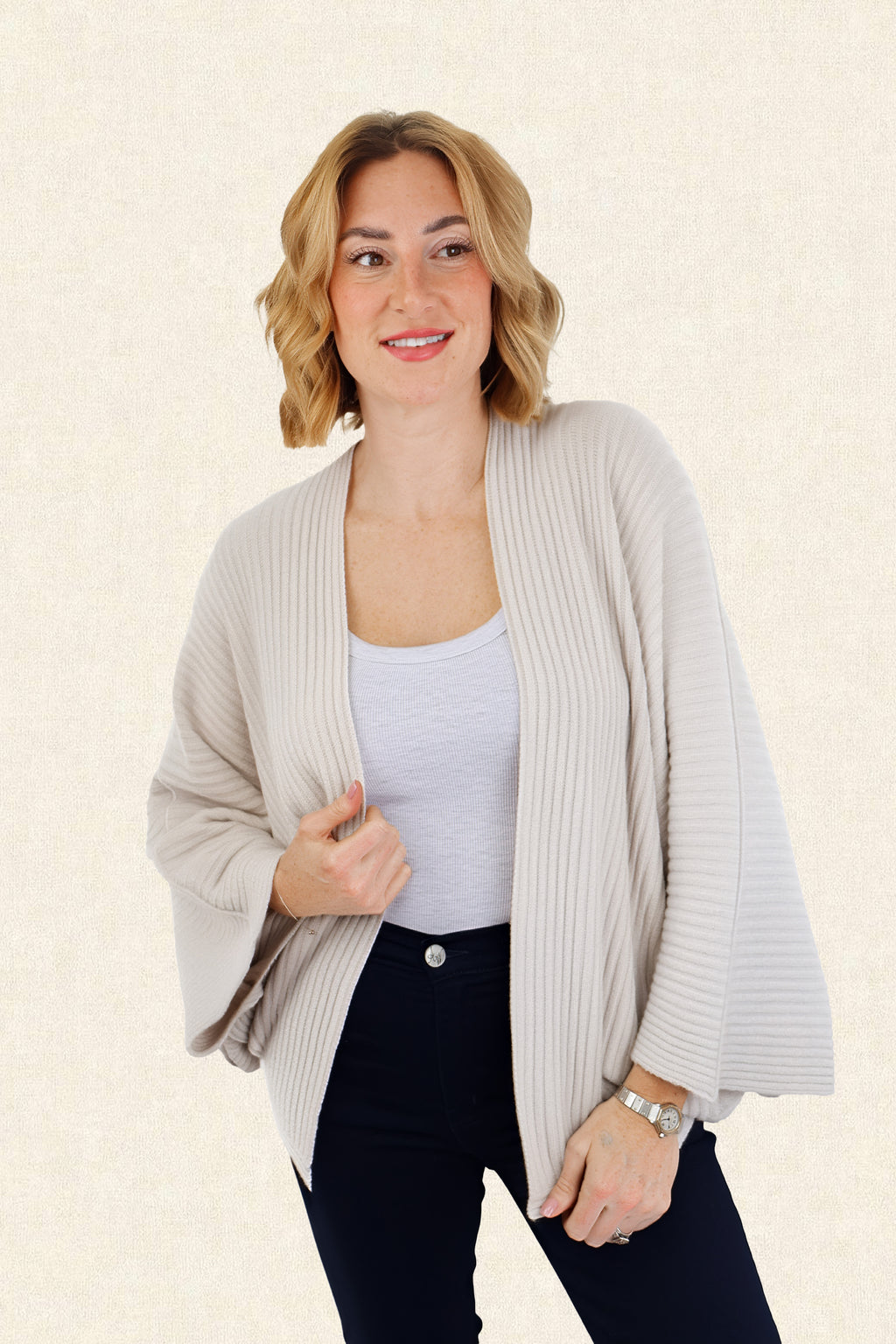 PHEOBIE RIB THROW OVER CARDIGAN