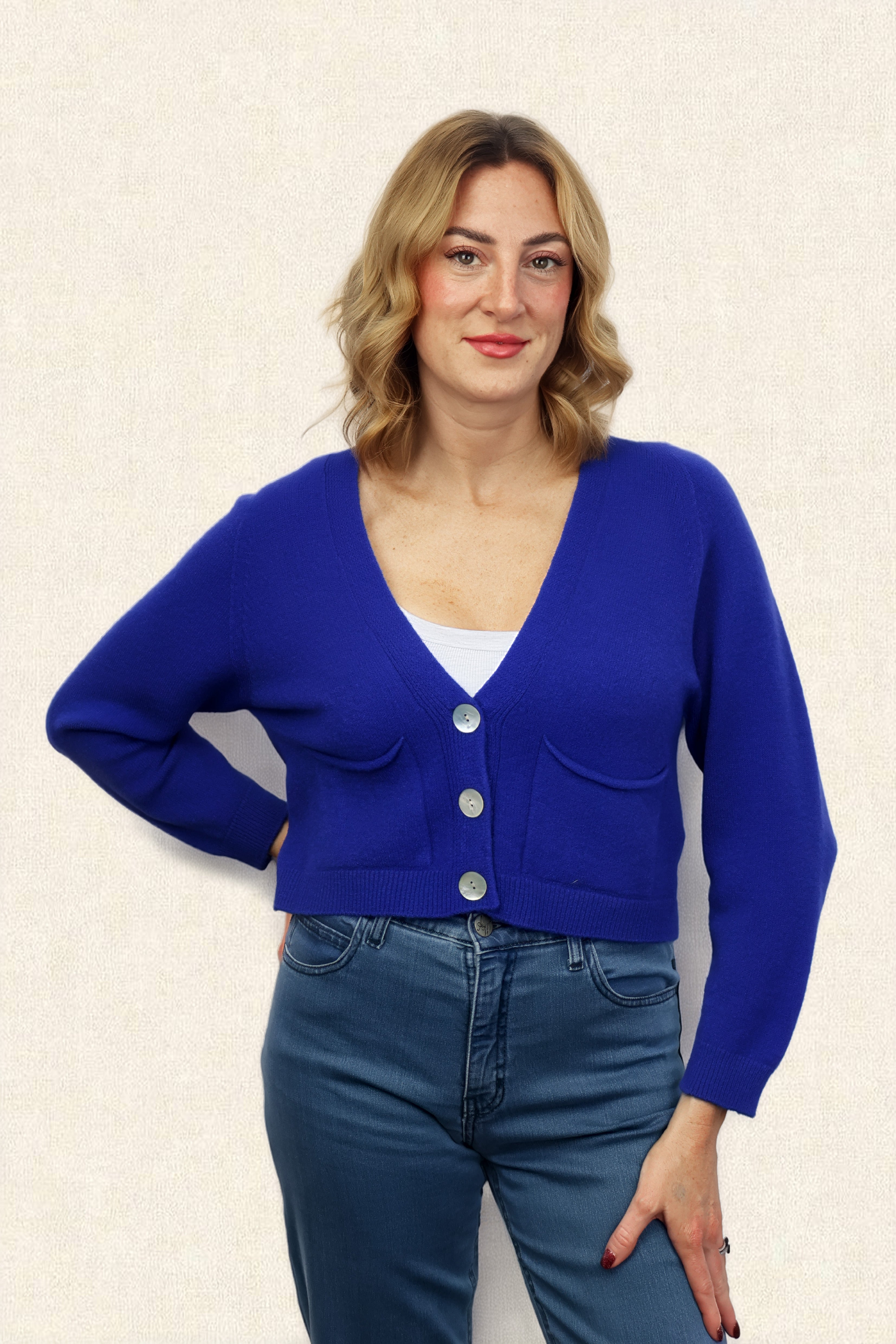 POOKIE CROPPED KNIT CARDIGAN