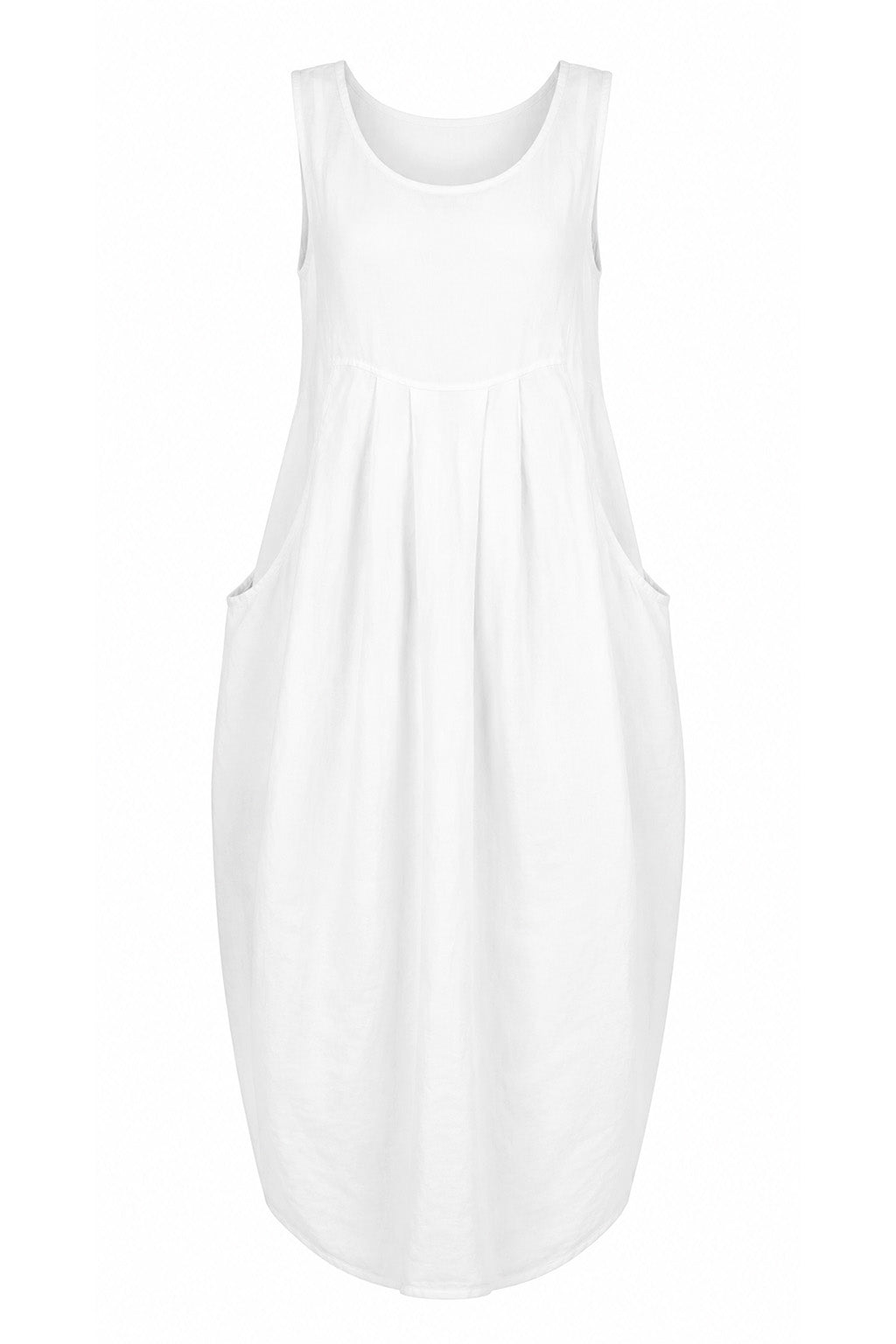 NERIDA SCOOP NECK LINEN DRESS