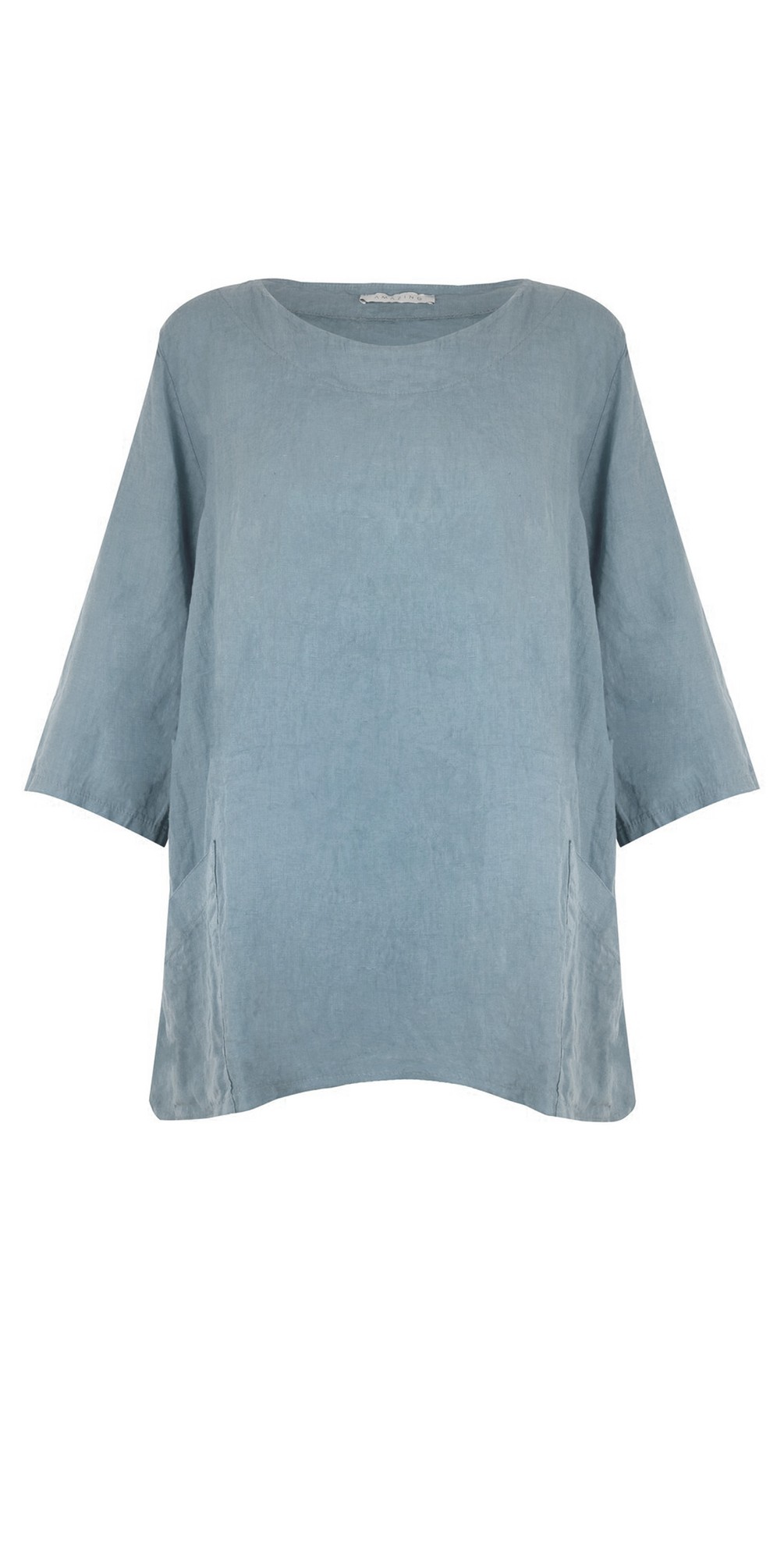 Edie-X-2-Pocket-Linen-Top-Denim-Blue