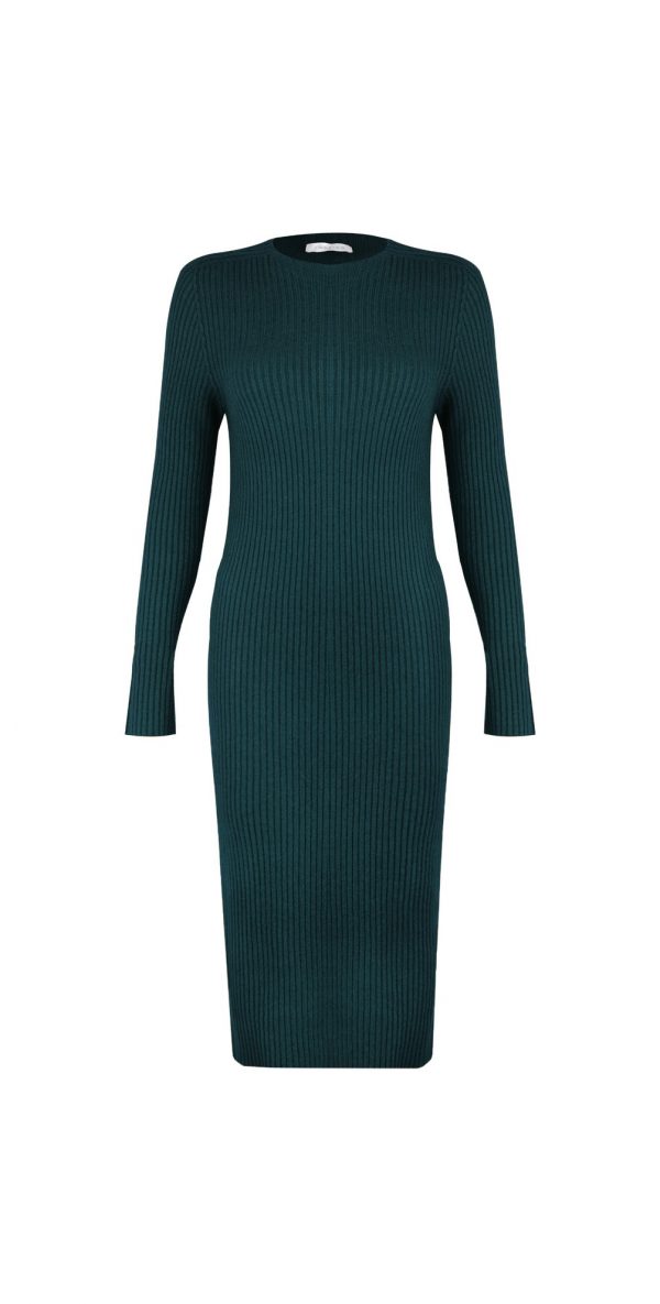 PAOLA FITTED RIBBED MIDI DRESS
