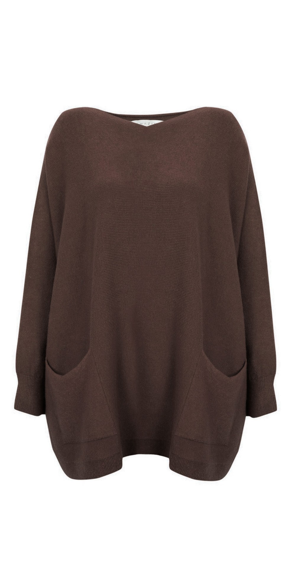 Caryf-X-Round-Neck-Oversized-Jumper-Dark-Chocolate